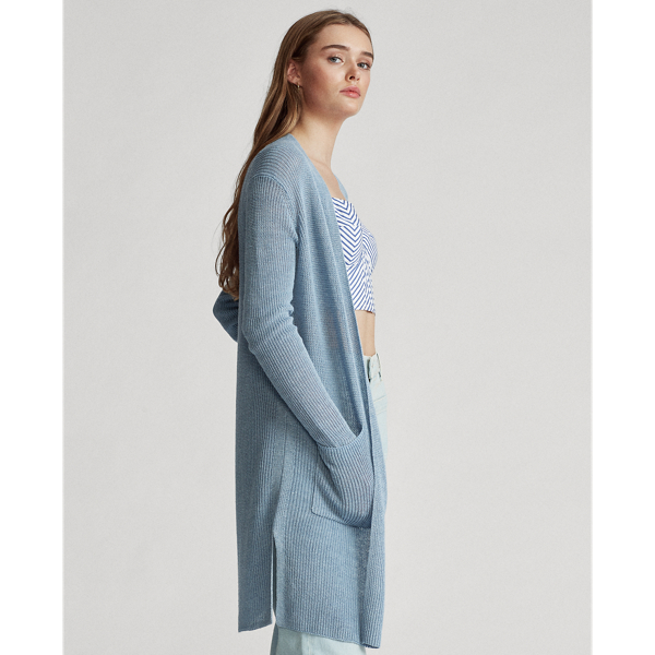 Ribbed Linen Cardigan Polo Ralph Lauren em Chambray 4
