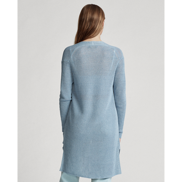 Ribbed Linen Cardigan Polo Ralph Lauren em Chambray 5