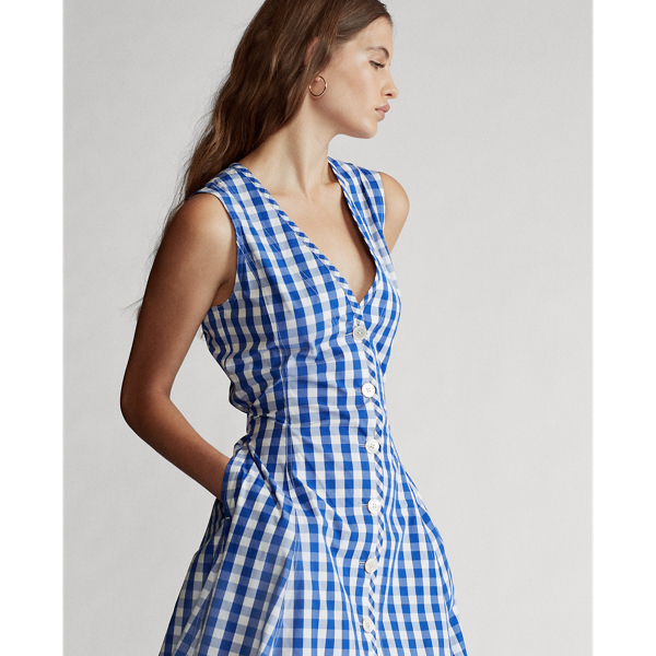 Royal/White Gingham Cotton Dress Polo Ralph Lauren 4