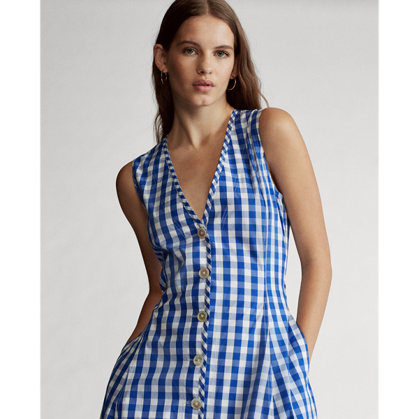 Royal/White Gingham Cotton Dress Polo Ralph Lauren 7