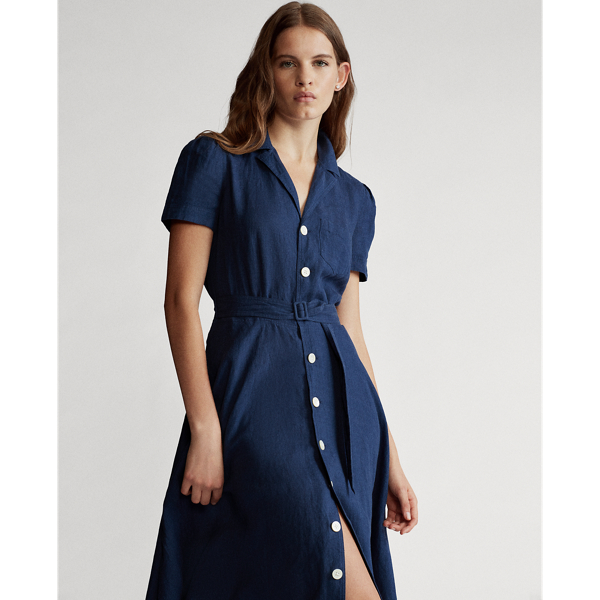 Newport Navy Belted Linen Dress Polo Ralph Lauren 4