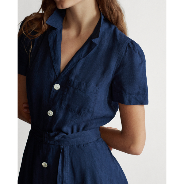 Newport Navy Belted Linen Dress Polo Ralph Lauren 5