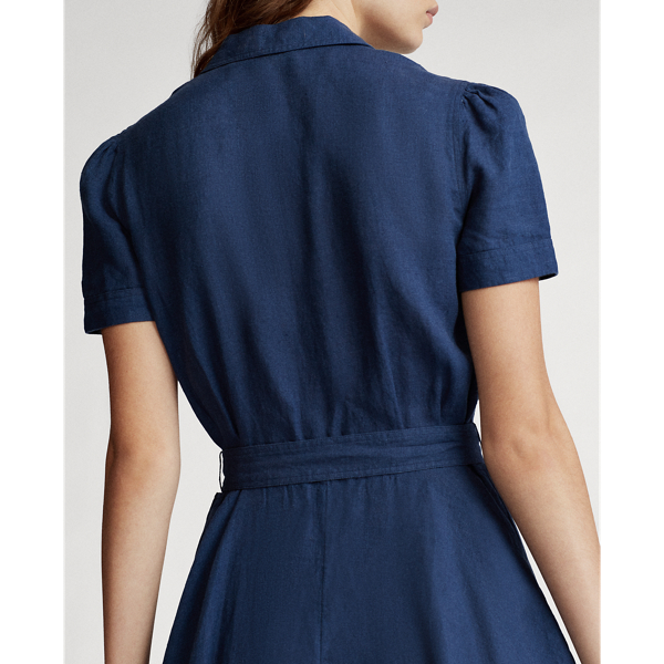 Newport Navy Belted Linen Dress Polo Ralph Lauren 8