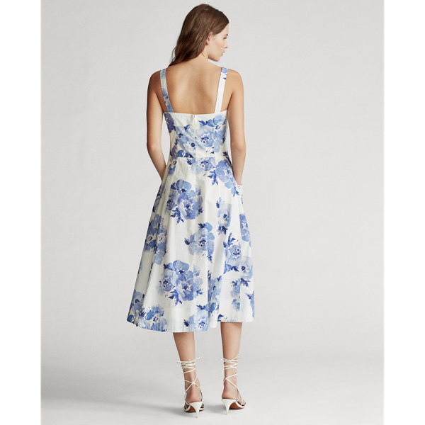 Painted Blossom Lace-Up Cotton Dress Polo Ralph Lauren 6