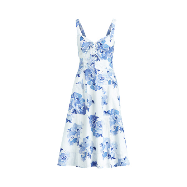 Painted Blossom Lace-Up Cotton Dress Polo Ralph Lauren 2