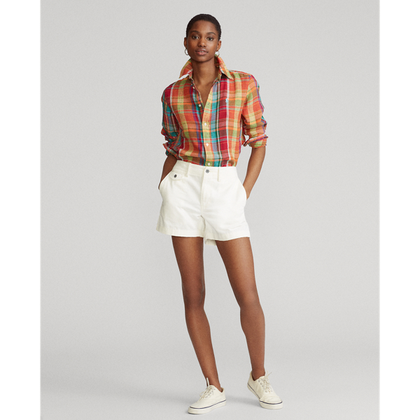 Orange/Teal Linen Madras Shirt Polo Ralph Lauren 3