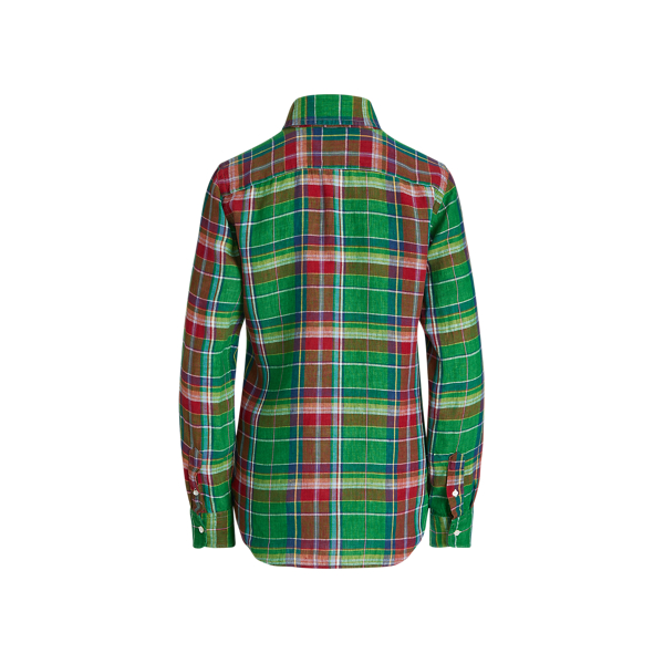 Green/Orange Linen Madras Shirt Polo Ralph Lauren 2