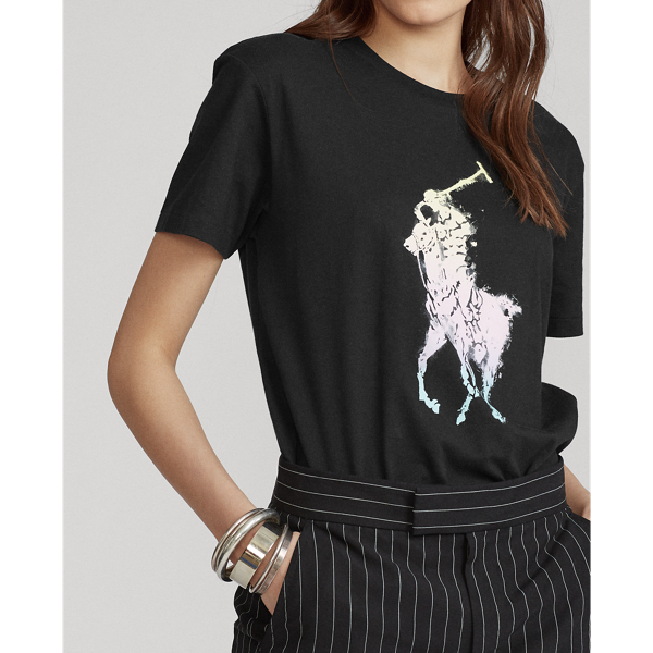 Black Big Fit Ombre Pony Tee Polo Ralph Lauren 5