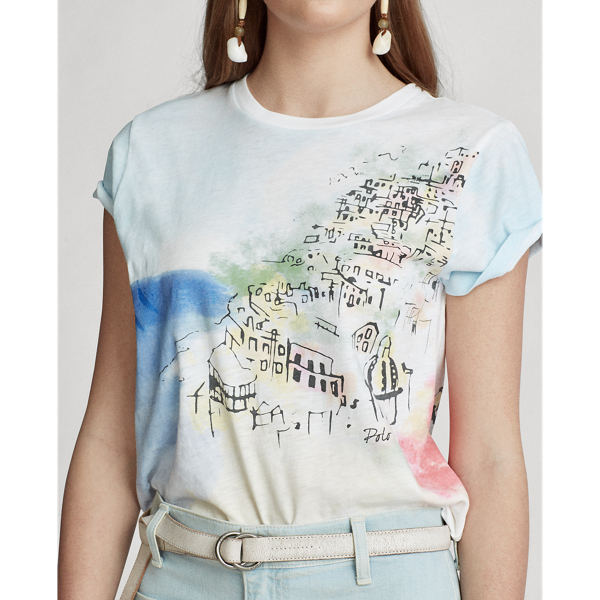 White Multi Jersey Graphic Tee Polo Ralph Lauren 5