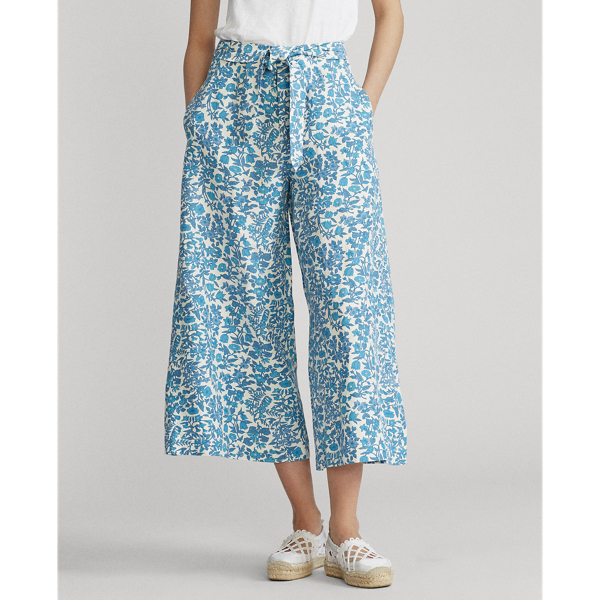 Weite Hose mit Blumenmuster Polo Ralph Lauren in Wei&szlig;/Blau gebl&uuml;mt 3