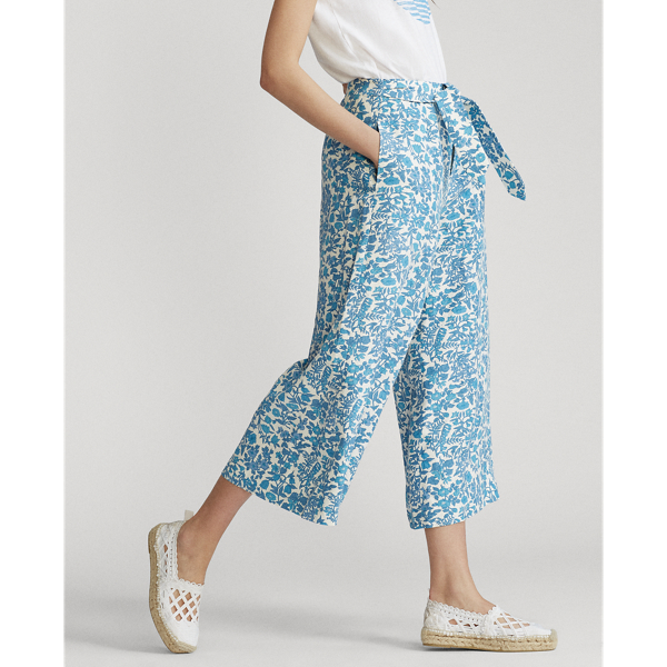 Weite Hose mit Blumenmuster Polo Ralph Lauren in Wei&szlig;/Blau gebl&uuml;mt 4