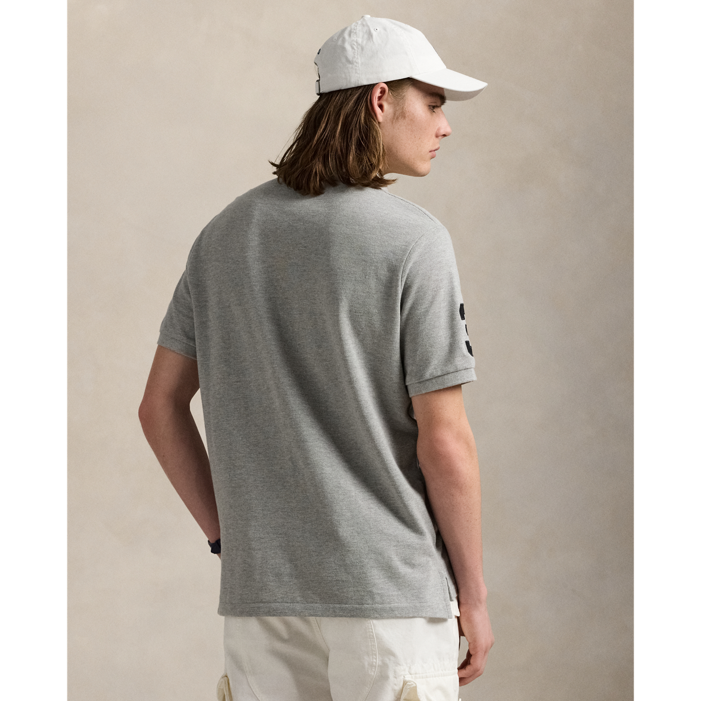 Мужское поло Ralph Lauren Big Pony Mesh Polo - All Fits, цвет: Меланжевый — фото 2