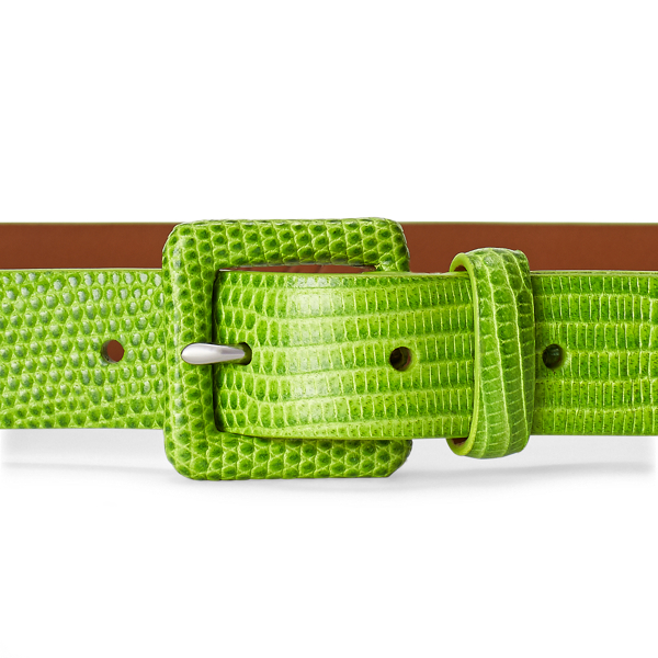 Kiwi Stamped-Calfskin Buckled Belt Ralph Lauren Collection 2