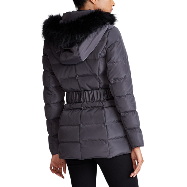 Gunmetal Belted Puffer Coat Lauren 4