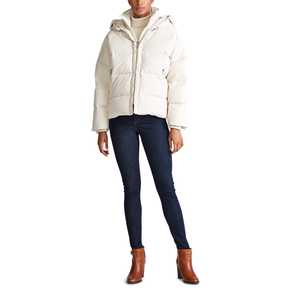 Cream Hooded Down Coat Lauren 3