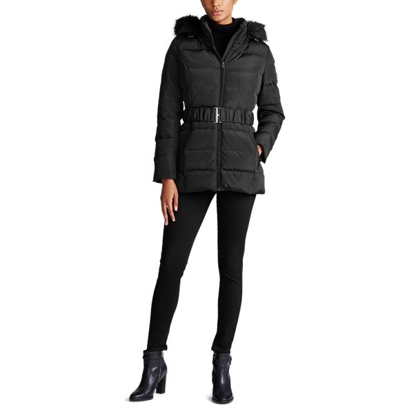 Black Belted Down Coat Lauren 2