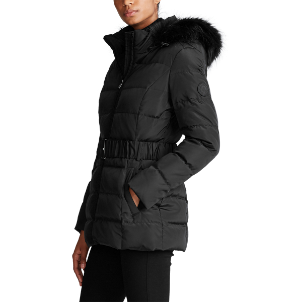 Black Belted Down Coat Lauren 3