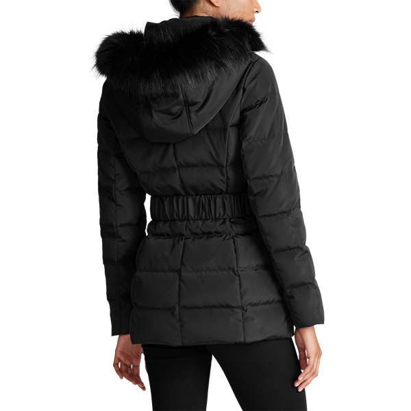 Black Belted Down Coat Lauren 4