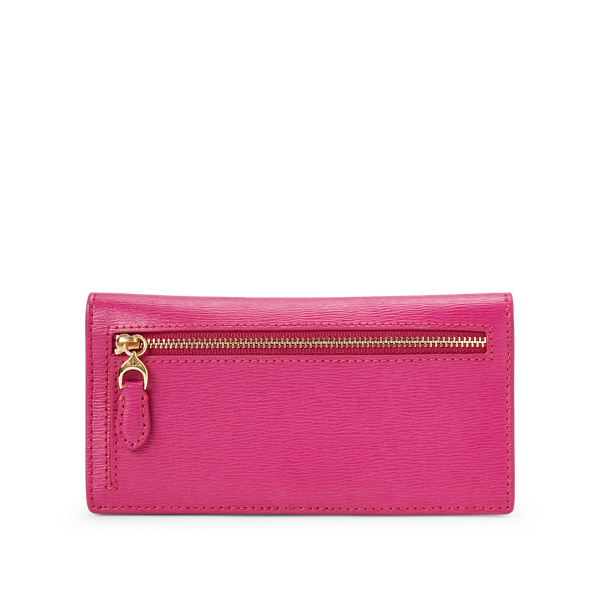 Deep Fuchsia Saffiano Slim Leather Wallet Lauren 2