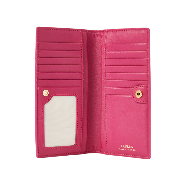 Deep Fuchsia Saffiano Slim Leather Wallet Lauren 3
