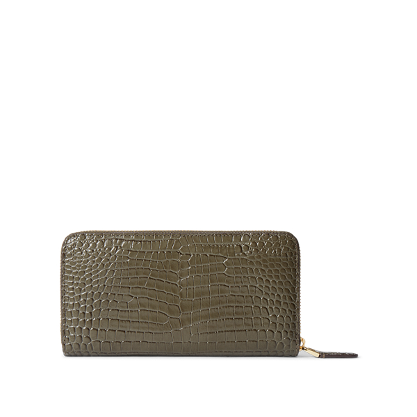 Deep Olive Leather Large Zip Wallet Lauren 2