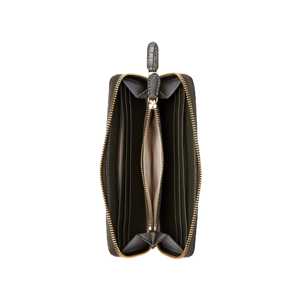 Deep Olive Leather Large Zip Wallet Lauren 3