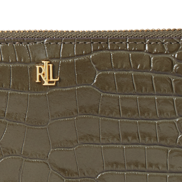 Deep Olive Leather Large Zip Wallet Lauren 4