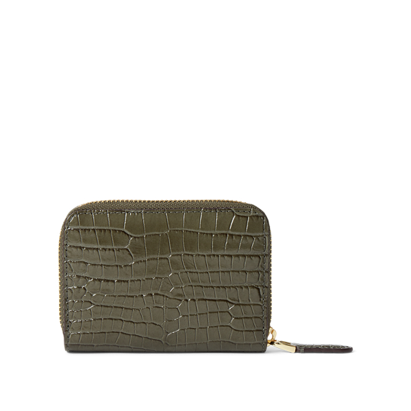 Deep Olive Leather Small Zip Wallet Lauren 2