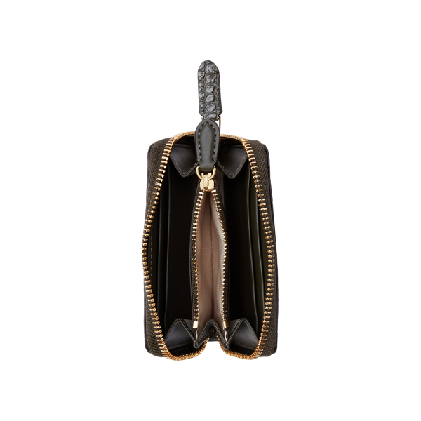 Deep Olive Leather Small Zip Wallet Lauren 3