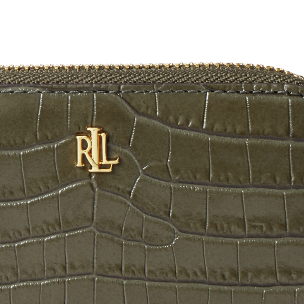 Deep Olive Leather Small Zip Wallet Lauren 4