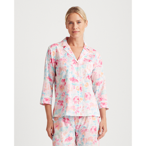 Multi Floral Pink Print Capri Sleep Set Lauren 3