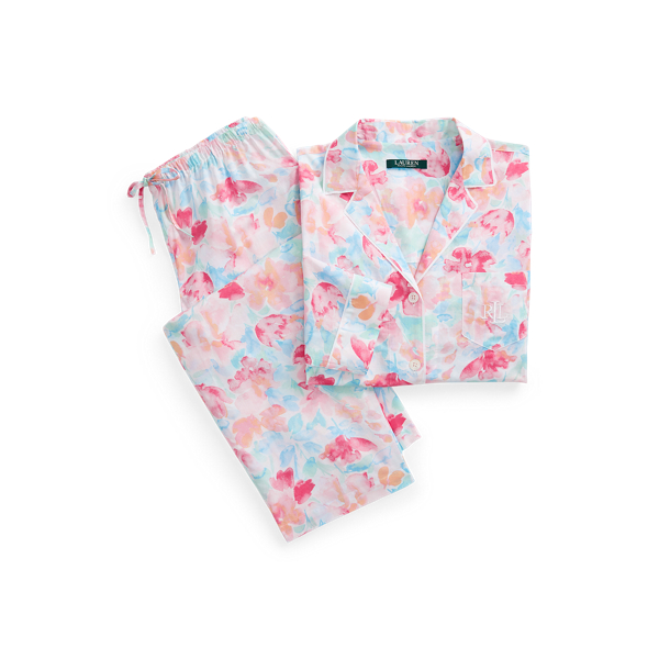 Multi Floral Pink Print Capri Sleep Set Lauren 2
