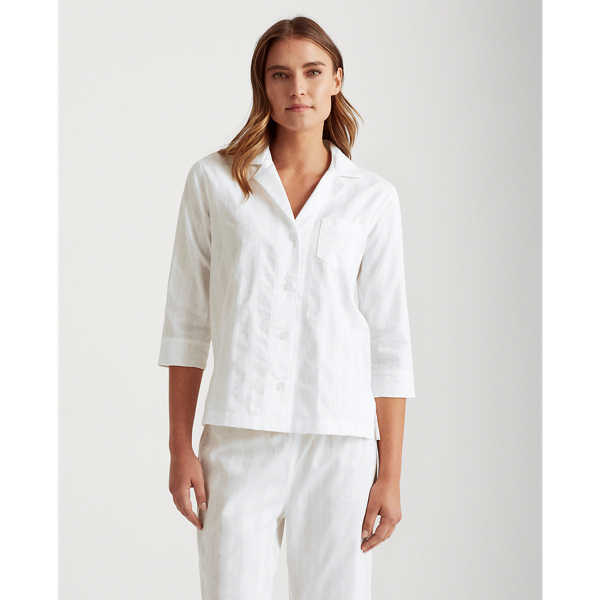 White Cropped Cotton Sleep Set Lauren 3