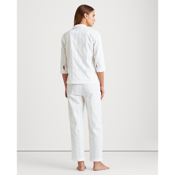 White Cropped Cotton Sleep Set Lauren 4