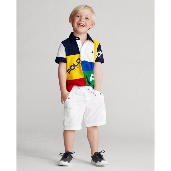 Multi Patchwork Cotton Mesh Polo Boys 2-7 4
