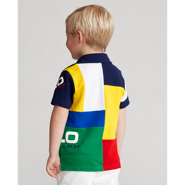 Multi Patchwork Cotton Mesh Polo Boys 2-7 5