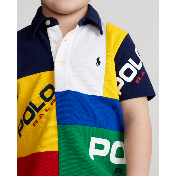 Multi Patchwork Cotton Mesh Polo Boys 2-7 6