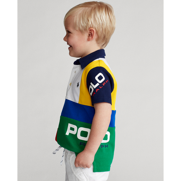 Multi Patchwork Cotton Mesh Polo Boys 2-7 7