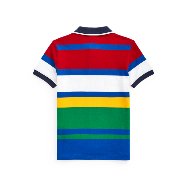 RL Red Striped Cotton Mesh Polo Shirt Boys 2-7 2