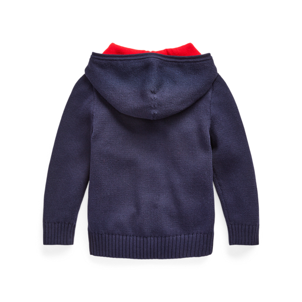 Navy Logo Cotton Hooded Sweater Boys 2-7 2