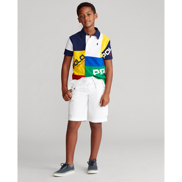 Multi Patchwork Cotton Mesh Polo Boys 8-20 4