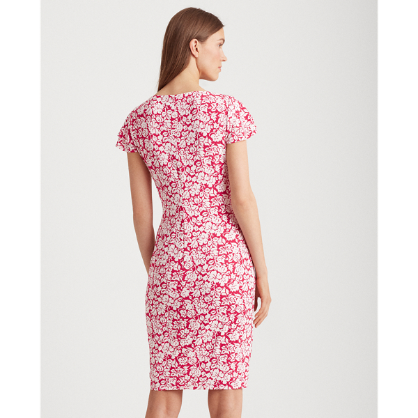 Berry Sorbet/Col Cream Floral Flutter-Sleeve Dress Lauren 4