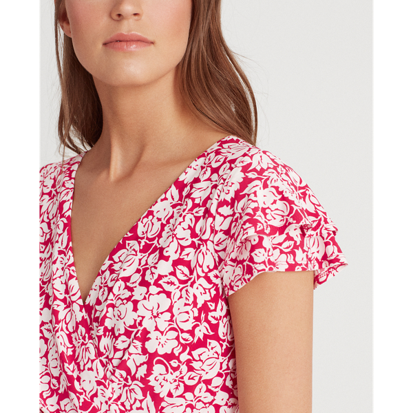 Berry Sorbet/Col Cream Floral Flutter-Sleeve Dress Lauren 5