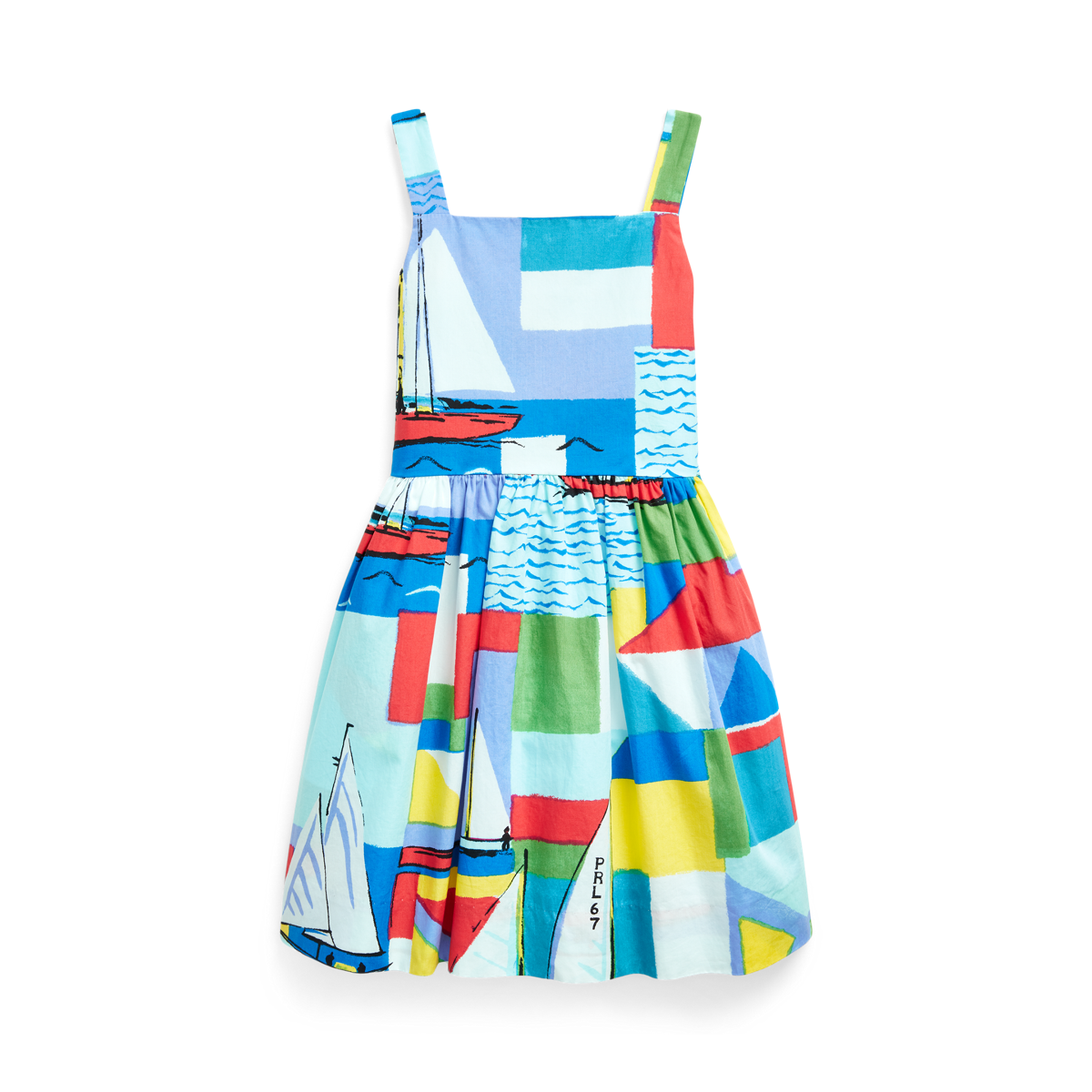 SALE国内即発【POLO Ralph Lauren】Pony刺繍入★綿 A Line Dress Sailboat-Print Cotton Dress