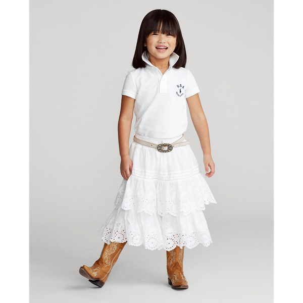 White Flag Cotton Mesh Polo Shirt Girls 2-6x 4