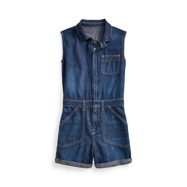 Flag Cotton Denim Romper Girls 7-14 Years 1