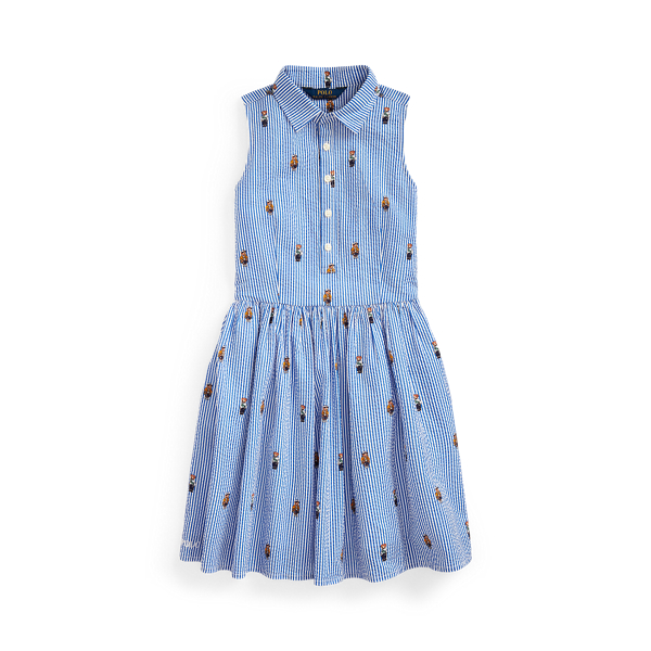 Polo Bear Cotton Shirtdress Girls 7-14 Years em 1