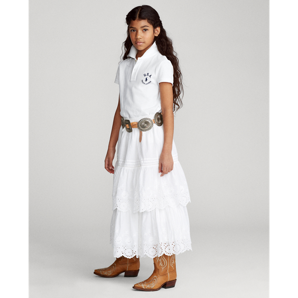 White Flag Cotton Mesh Polo Shirt Girls 7-16 4