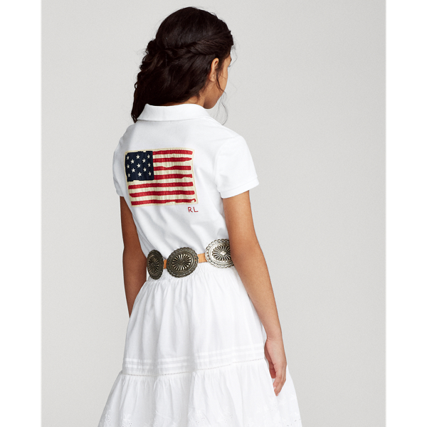 White Flag Cotton Mesh Polo Shirt Girls 7-16 5
