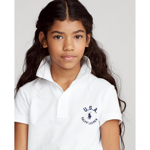 White Flag Cotton Mesh Polo Shirt Girls 7-16 6